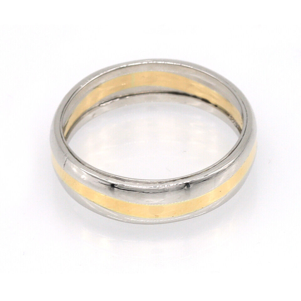 Cartier 18K Yellow White Gold Mens Wedding band Vintage - simonbjewels.co
