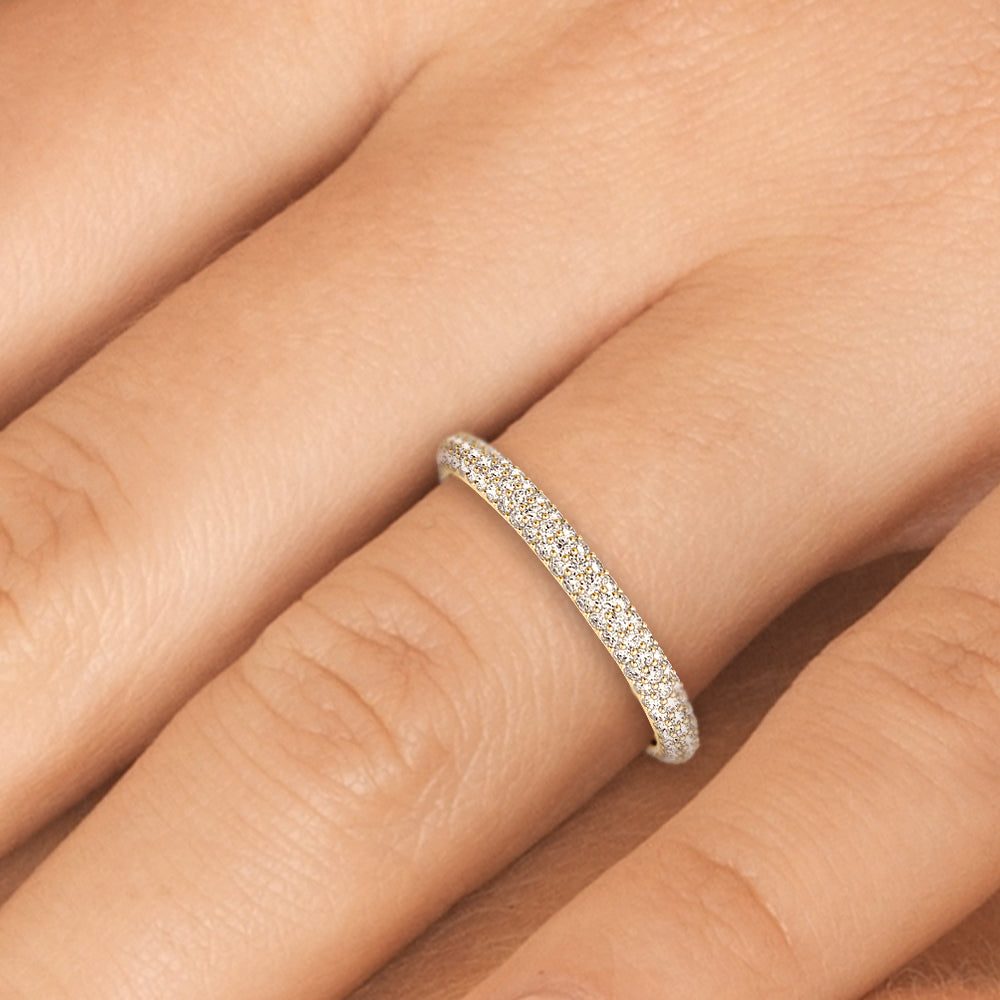 0.50 carat Round cut Micropavé  Diamond Wedding Band Anniversary Ring Set In 14k White Gold - simonbjewels.co