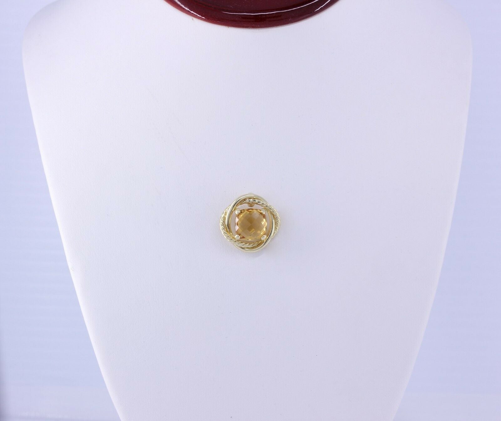 David Yurman 18k Yellow Gold Citrine Infinity Cushion Pendant Necklace - simonbjewels.co