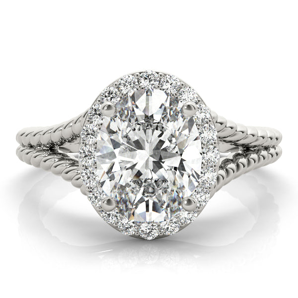 2.00 ct tw Oval cut Halo Diamond Engagement Ring Setting (1/2 ct tw) In 18k White Gold - simonbjewels.co