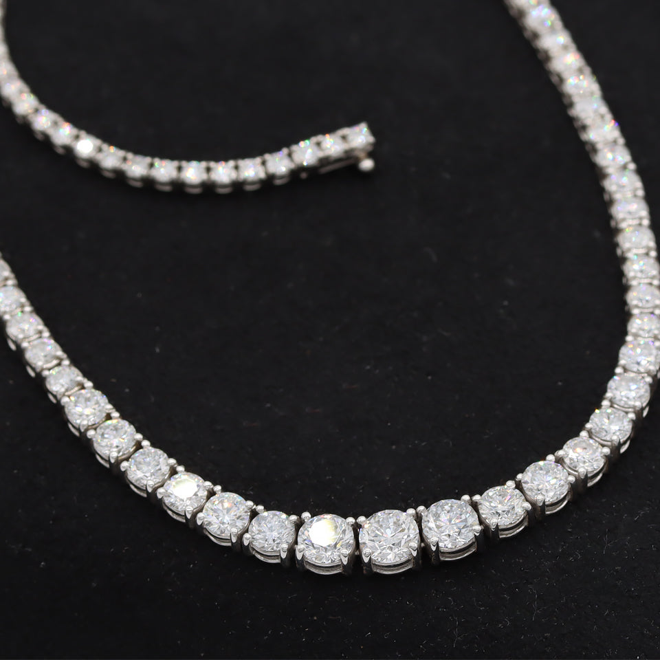 17.07 ctw Round Brilliant Graduated Diamond Rivera Tennis Necklace Set In 14k White Gold - simonbjewels.co