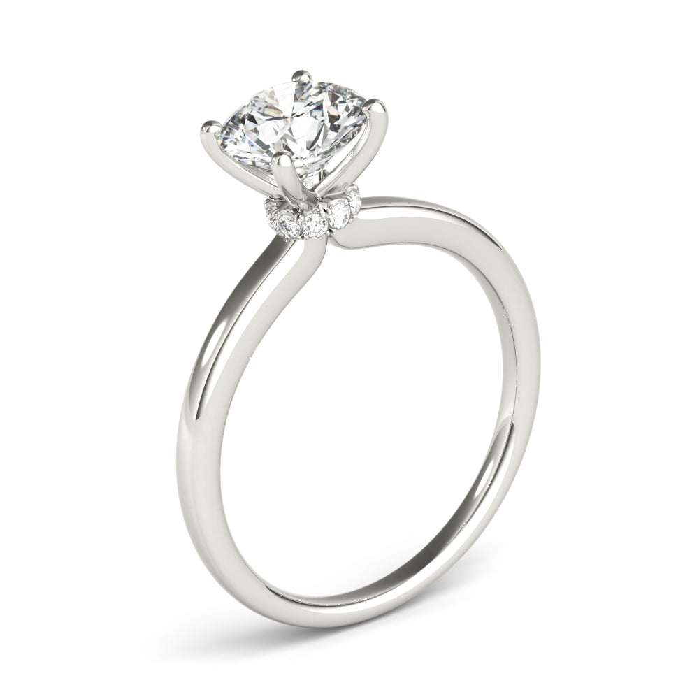 1.50 ct tw Round cut Diamond Solitaire Engagement Ring Setting In 14k White Gold - simonbjewels.co