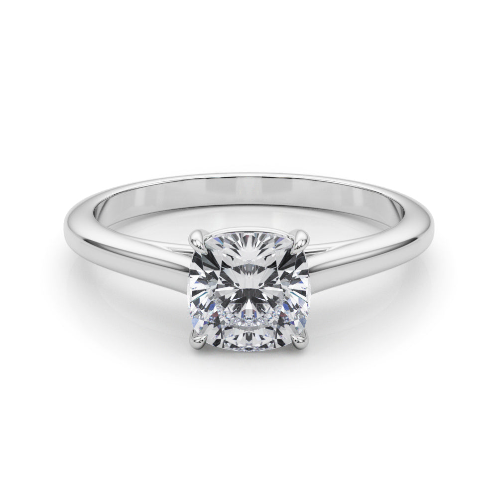 1.50 ct tw Cushion cut Diamond Solitaire Engagement Ring Setting In 14k White Gold - simonbjewels.co