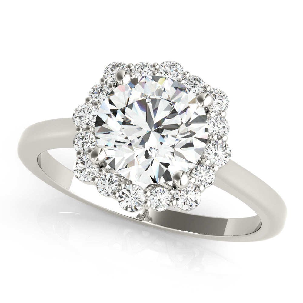 1.75ct Cushion cut Diamond Halo Engagement Ring Setting In 14k White Gold - simonbjewels.co