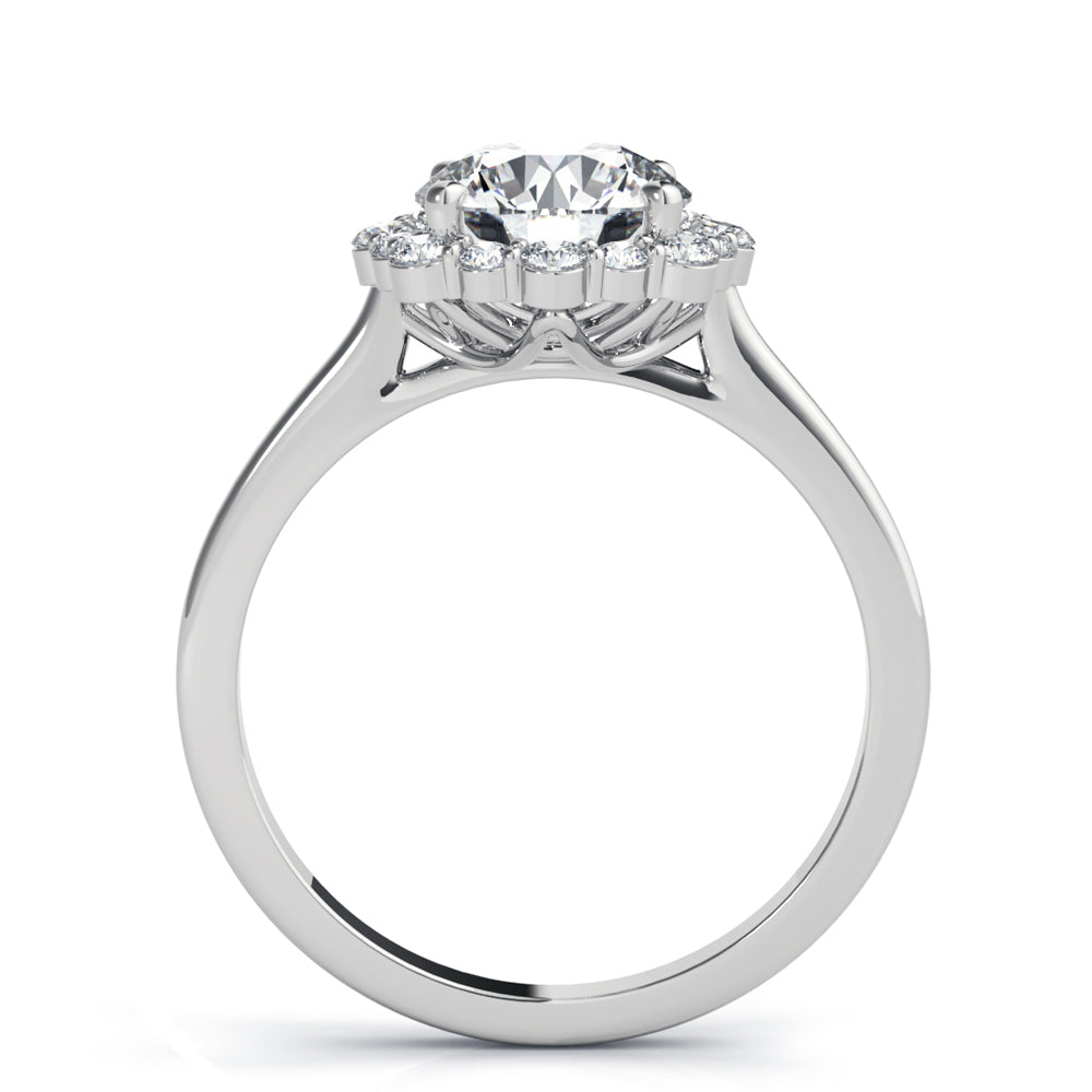 1.75ct Cushion cut Diamond Halo Engagement Ring Setting In 14k White Gold - simonbjewels.co