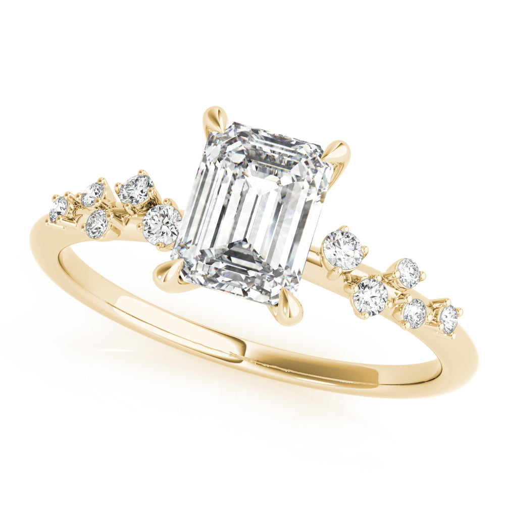 0.75 ct tw Emerald cut Diamond Engagement Ring Setting (1/8 ct tw) In 18k White Gold - simonbjewels.co