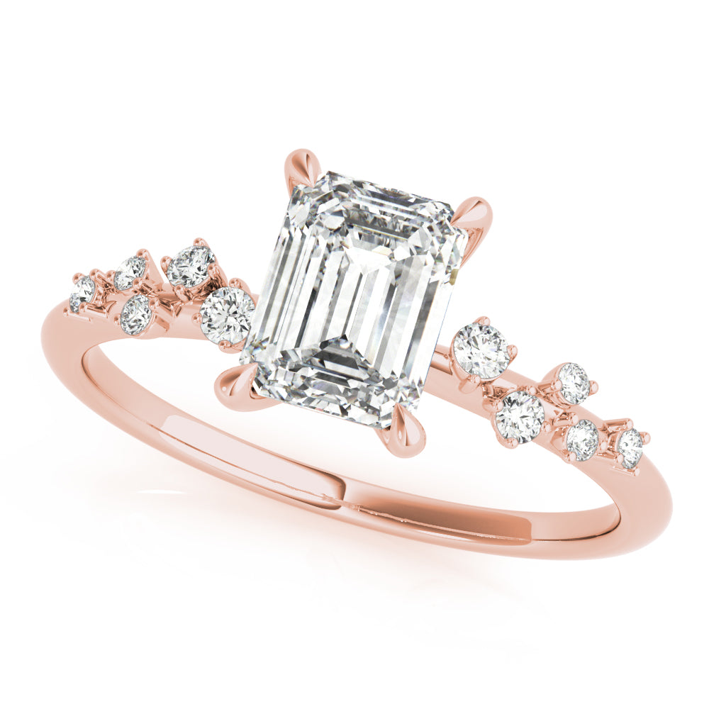 0.75 ct tw Emerald cut Diamond Engagement Ring Setting (1/8 ct tw) In 18k White Gold - simonbjewels.co