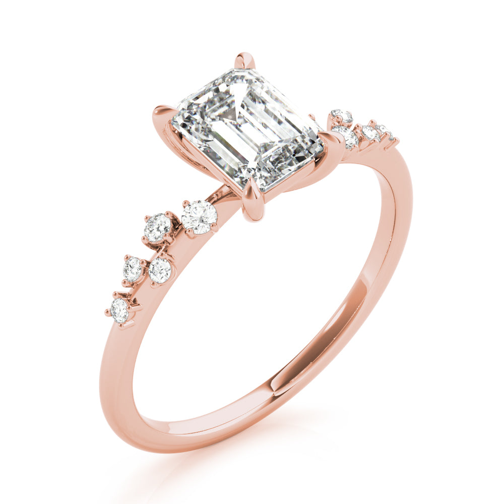 0.75 ct tw Emerald cut Diamond Engagement Ring Setting (1/8 ct tw) In 18k White Gold - simonbjewels.co