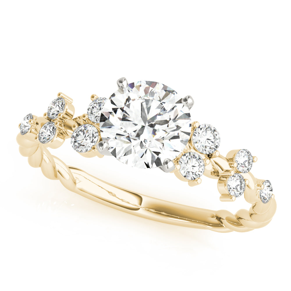 1.00 ct tw Round cut Diamond Scatter Twist Engagement Ring Setting (1/3 ct tw) In 18k White Gold - simonbjewels.co