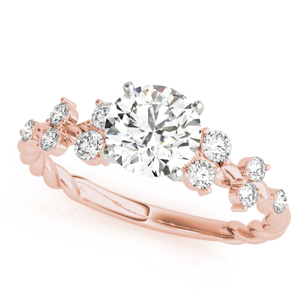 1.00 ct tw Round cut Diamond Scatter Twist Engagement Ring Setting (1/3 ct tw) In 18k White Gold - simonbjewels.co