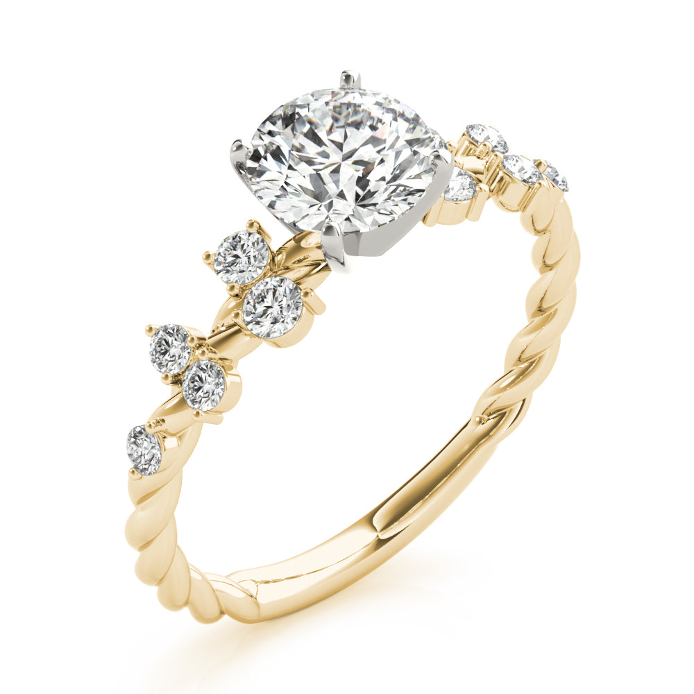 1.00 ct tw Round cut Diamond Scatter Twist Engagement Ring Setting (1/3 ct tw) In 18k White Gold - simonbjewels.co
