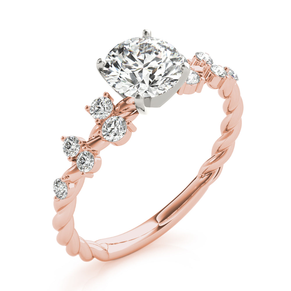 1.00 ct tw Round cut Diamond Scatter Twist Engagement Ring Setting (1/3 ct tw) In 18k White Gold - simonbjewels.co