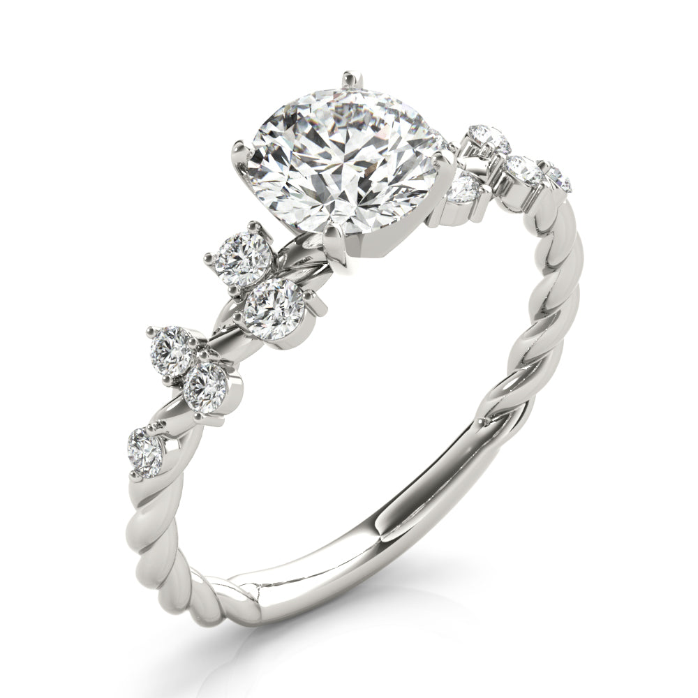 1.00 ct tw Round cut Diamond Scatter Twist Engagement Ring Setting (1/3 ct tw) In 18k White Gold - simonbjewels.co