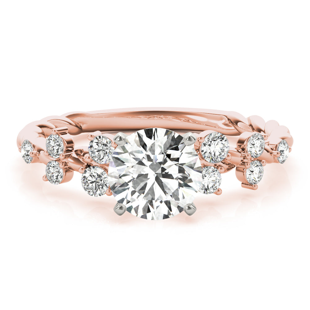 1.00 ct tw Round cut Diamond Scatter Twist Engagement Ring Setting (1/3 ct tw) In 18k White Gold - simonbjewels.co