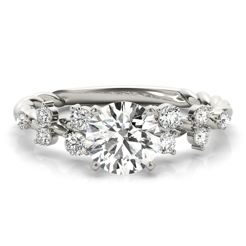 1.00 ct tw Round cut Diamond Scatter Twist Engagement Ring Setting (1/3 ct tw) In 18k White Gold - simonbjewels.co