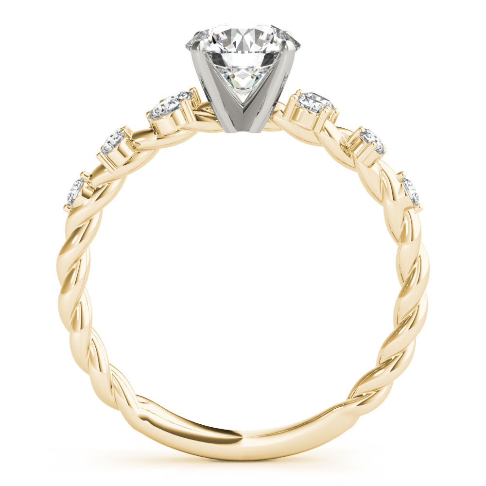1.00 ct tw Round cut Diamond Scatter Twist Engagement Ring Setting (1/3 ct tw) In 18k White Gold - simonbjewels.co