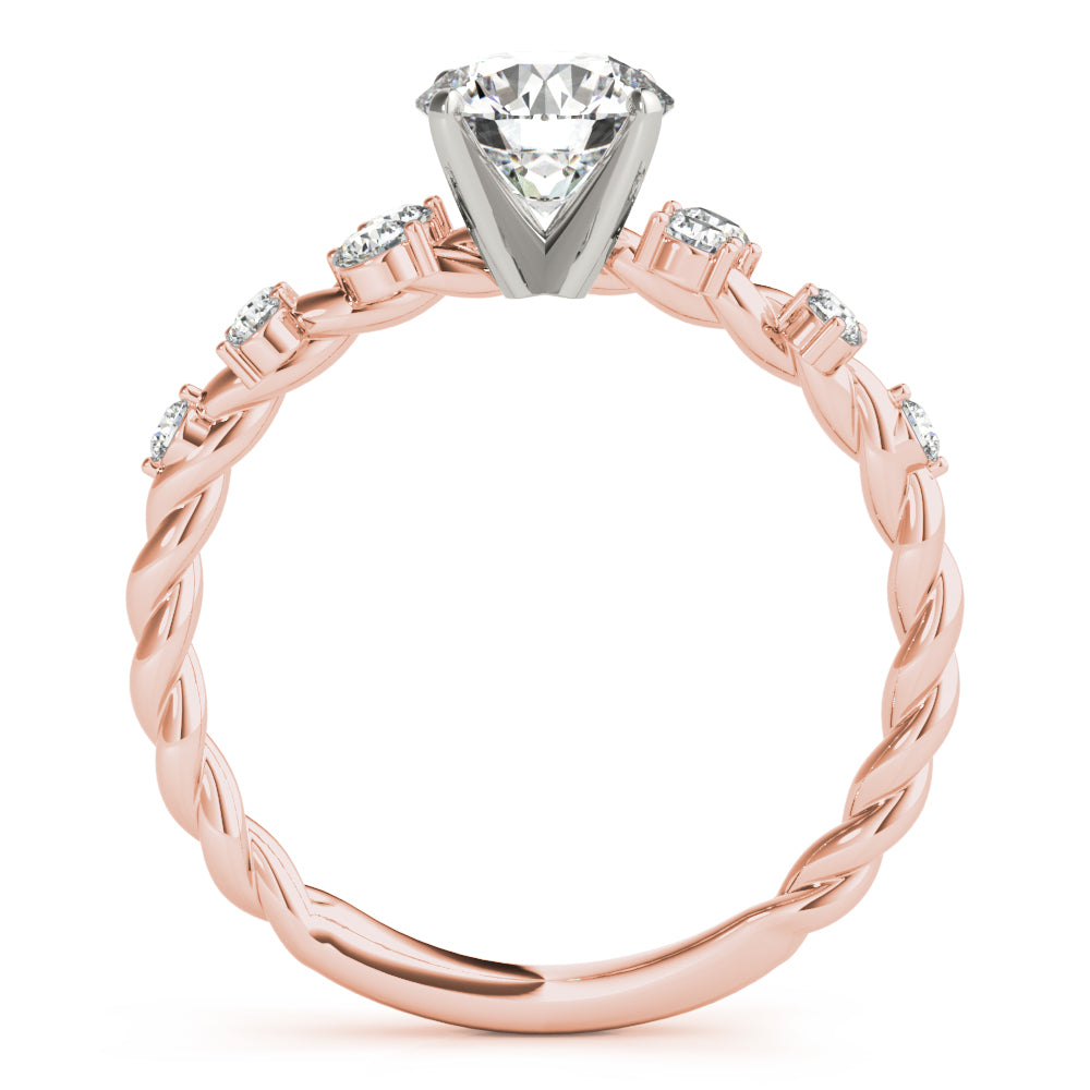 1.00 ct tw Round cut Diamond Scatter Twist Engagement Ring Setting (1/3 ct tw) In 18k White Gold - simonbjewels.co