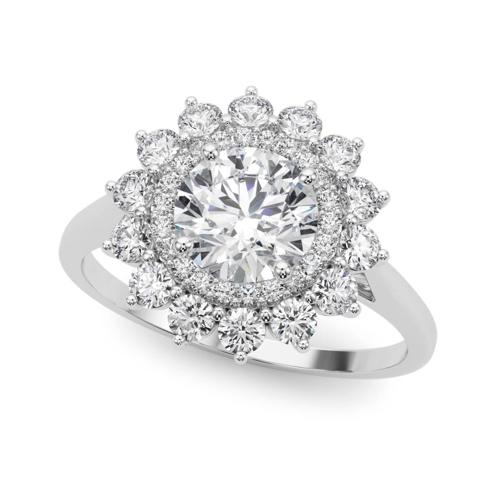 1 carat Round cut Diamond Halo Engagement Ring Setting (5/8 ct tw) In 18k White Gold - simonbjewels.co