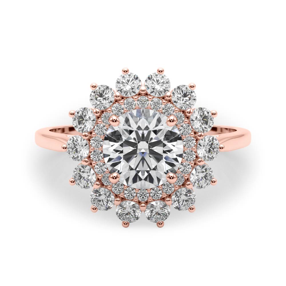 1 carat Round cut Diamond Halo Engagement Ring Setting (5/8 ct tw) In 18k White Gold - simonbjewels.co