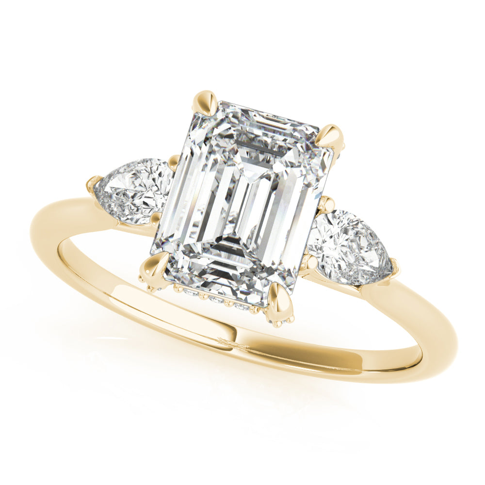 3.00 ct tw Emerald cut Diamond Pear shapes Solitaire Engagement Ring Setting (1/3 ct tw) In 18k White Gold - simonbjewels.co
