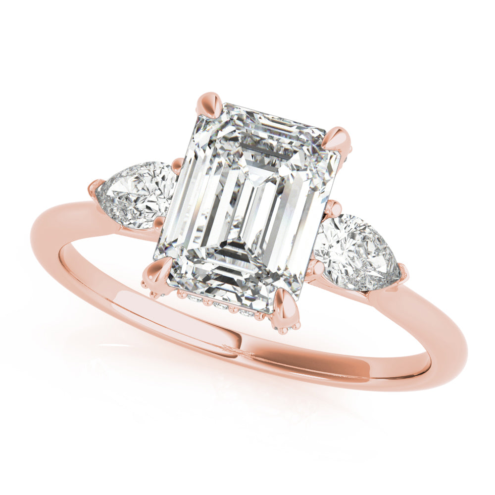 3.00 ct tw Emerald cut Diamond Pear shapes Solitaire Engagement Ring Setting (1/3 ct tw) In 18k White Gold - simonbjewels.co