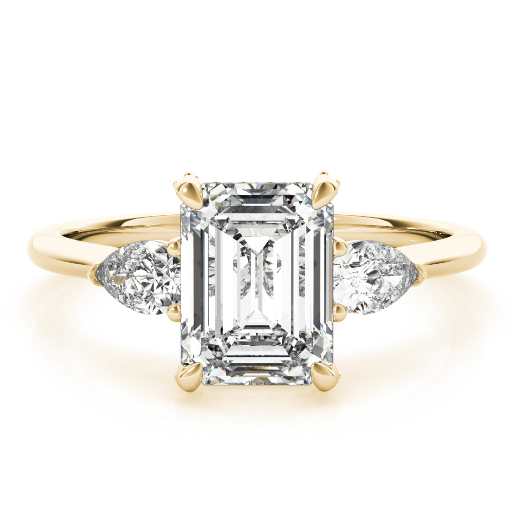 3.00 ct tw Emerald cut Diamond Pear shapes Solitaire Engagement Ring Setting (1/3 ct tw) In 18k White Gold - simonbjewels.co