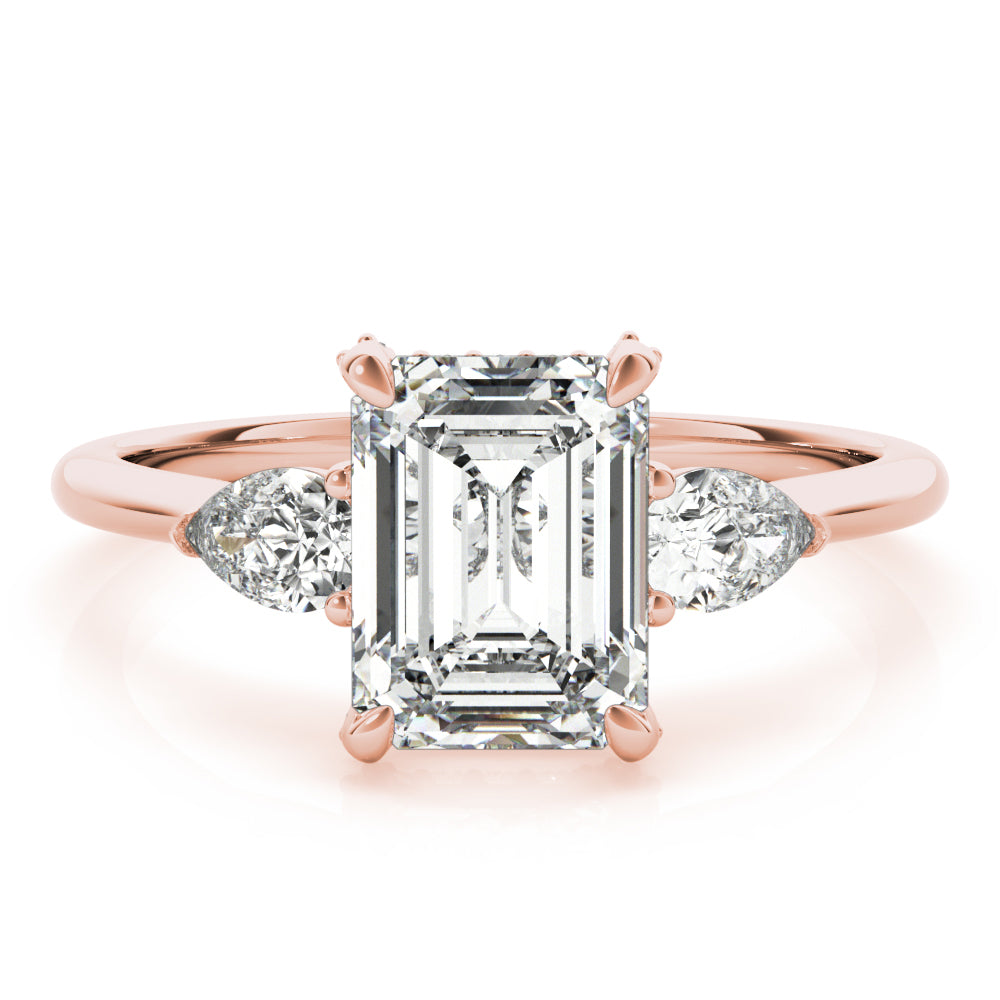3.00 ct tw Emerald cut Diamond Pear shapes Solitaire Engagement Ring Setting (1/3 ct tw) In 18k White Gold - simonbjewels.co
