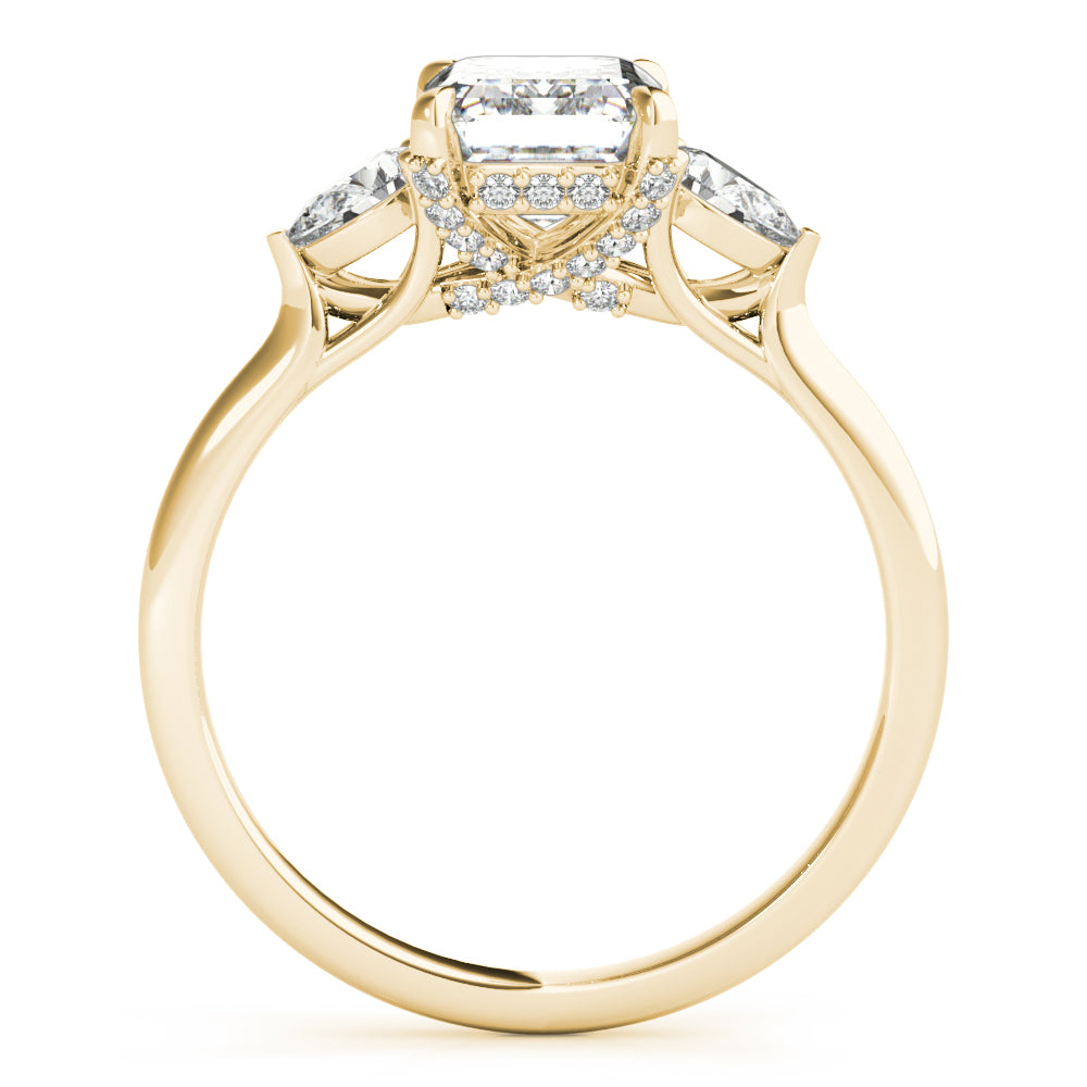 3.00 ct tw Emerald cut Diamond Pear shapes Solitaire Engagement Ring Setting (1/3 ct tw) In 18k White Gold - simonbjewels.co
