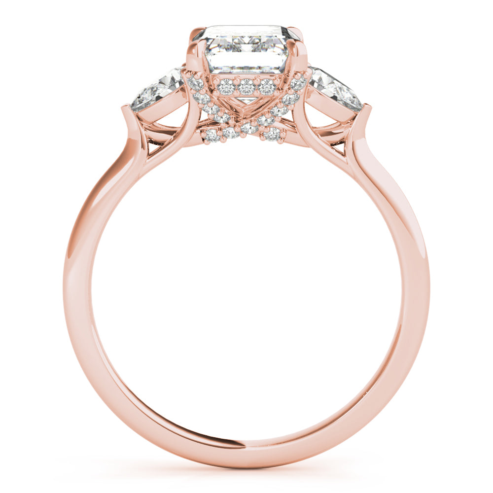 3.00 ct tw Emerald cut Diamond Pear shapes Solitaire Engagement Ring Setting (1/3 ct tw) In 18k White Gold - simonbjewels.co