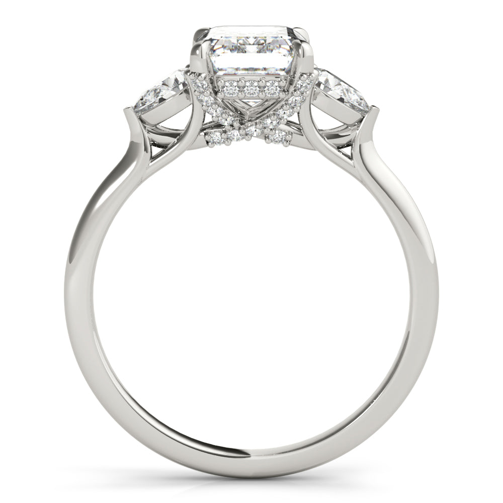 3.00 ct tw Emerald cut Diamond Pear shapes Solitaire Engagement Ring Setting (1/3 ct tw) In 18k White Gold - simonbjewels.co