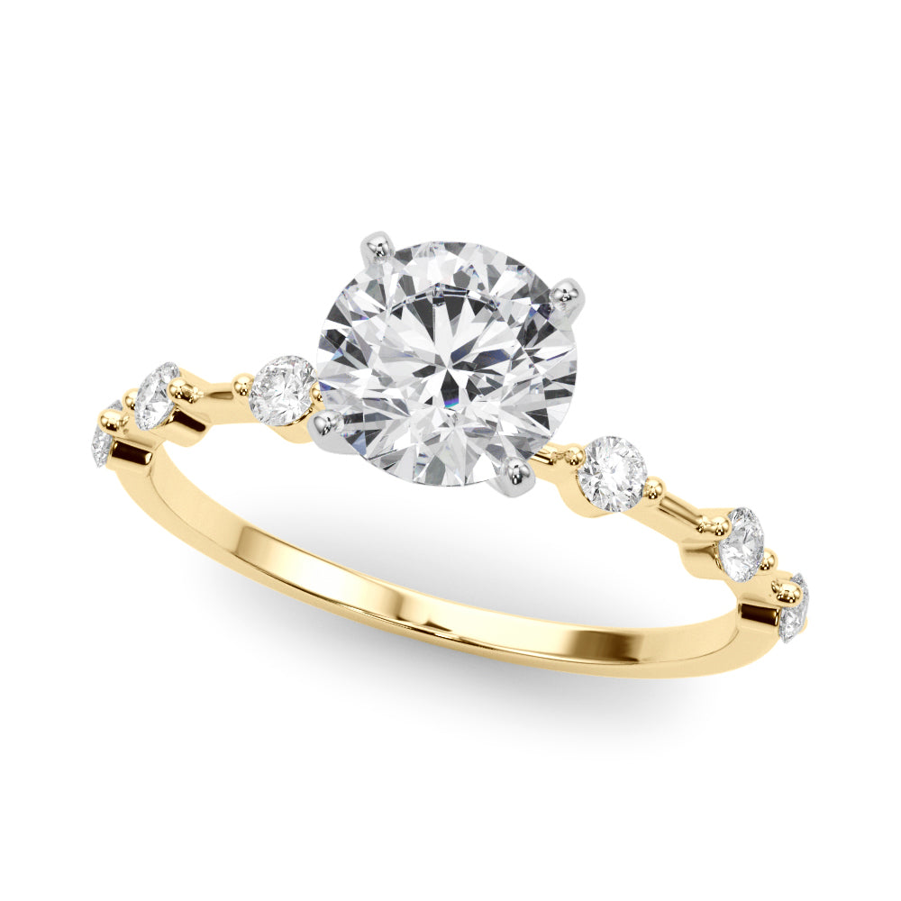 1.35ct Round cut Alternating Round Diamond Engagement Ring Setting (0.50ctw) In 14k Gold - simonbjewels.co