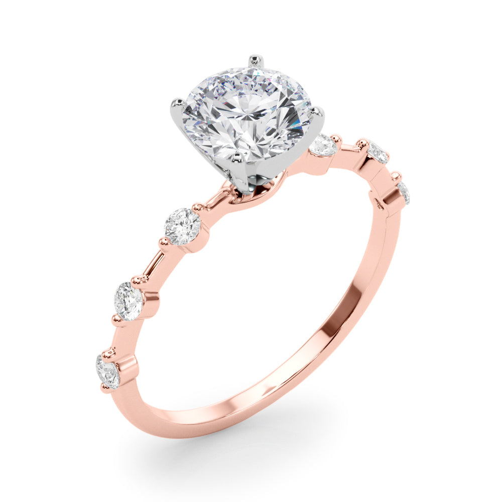 1.35ct Round cut Alternating Round Diamond Engagement Ring Setting (0.50ctw) In 14k Gold - simonbjewels.co