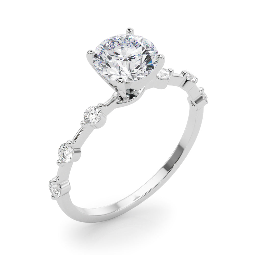 1.35ct Round cut Alternating Round Diamond Engagement Ring Setting (0.50ctw) In 14k Gold - simonbjewels.co