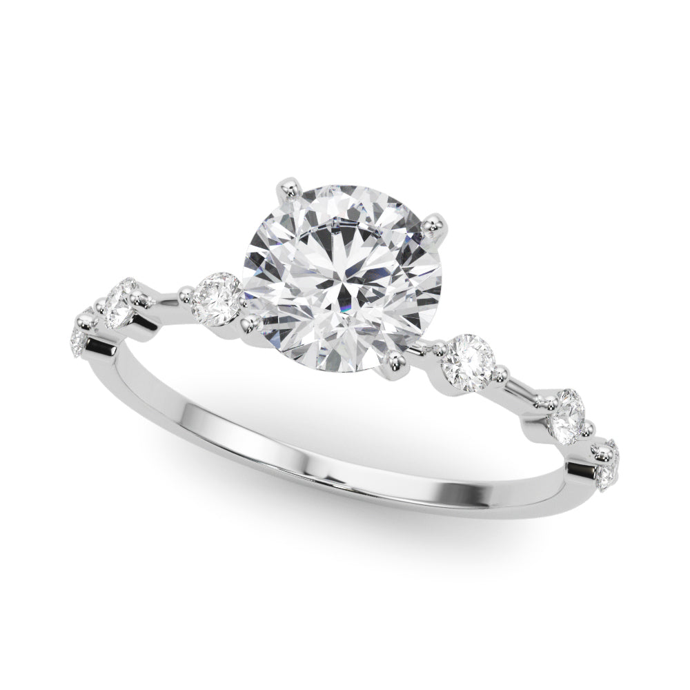 1.35ct Round cut Alternating Round Diamond Engagement Ring Setting (0.50ctw) In 14k Gold - simonbjewels.co