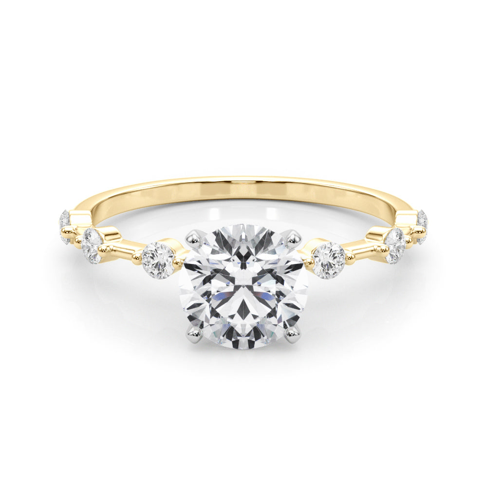 1.35ct Round cut Alternating Round Diamond Engagement Ring Setting (0.50ctw) In 14k Gold - simonbjewels.co