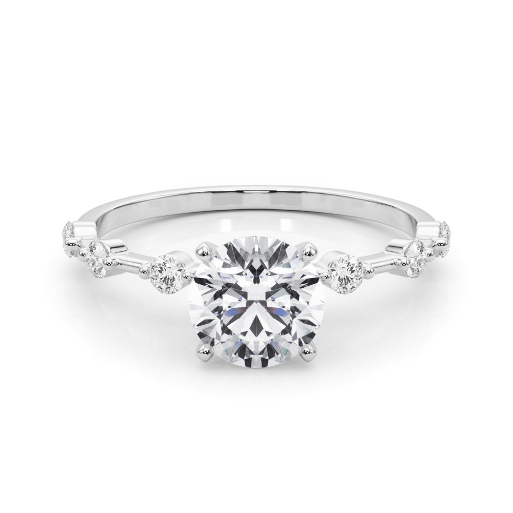 1.35ct Round cut Alternating Round Diamond Engagement Ring Setting (0.50ctw) In 14k Gold - simonbjewels.co