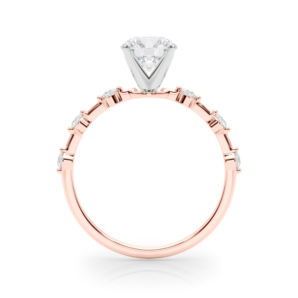 1.35ct Round cut Alternating Round Diamond Engagement Ring Setting (0.50ctw) In 14k Gold - simonbjewels.co