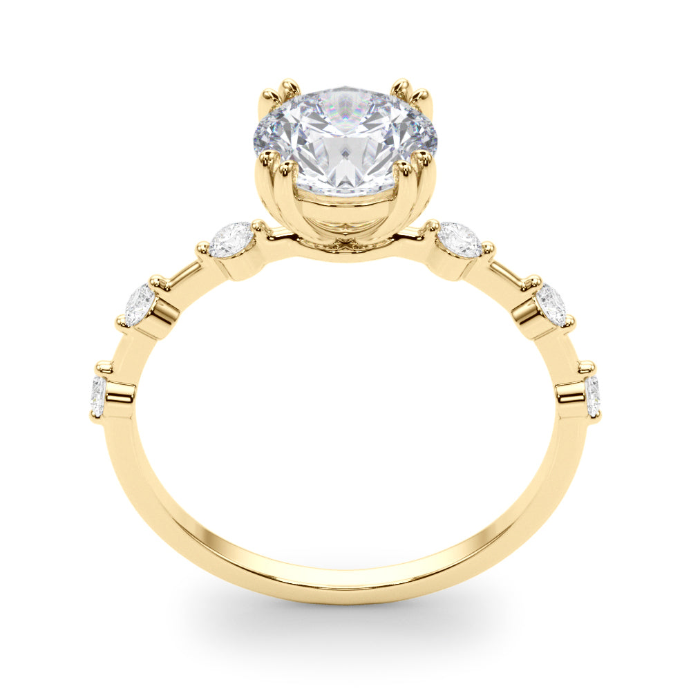 1.35ct Round cut Alternating Round Diamond Engagement Ring Setting (0.50ctw) In 14k Gold - simonbjewels.co