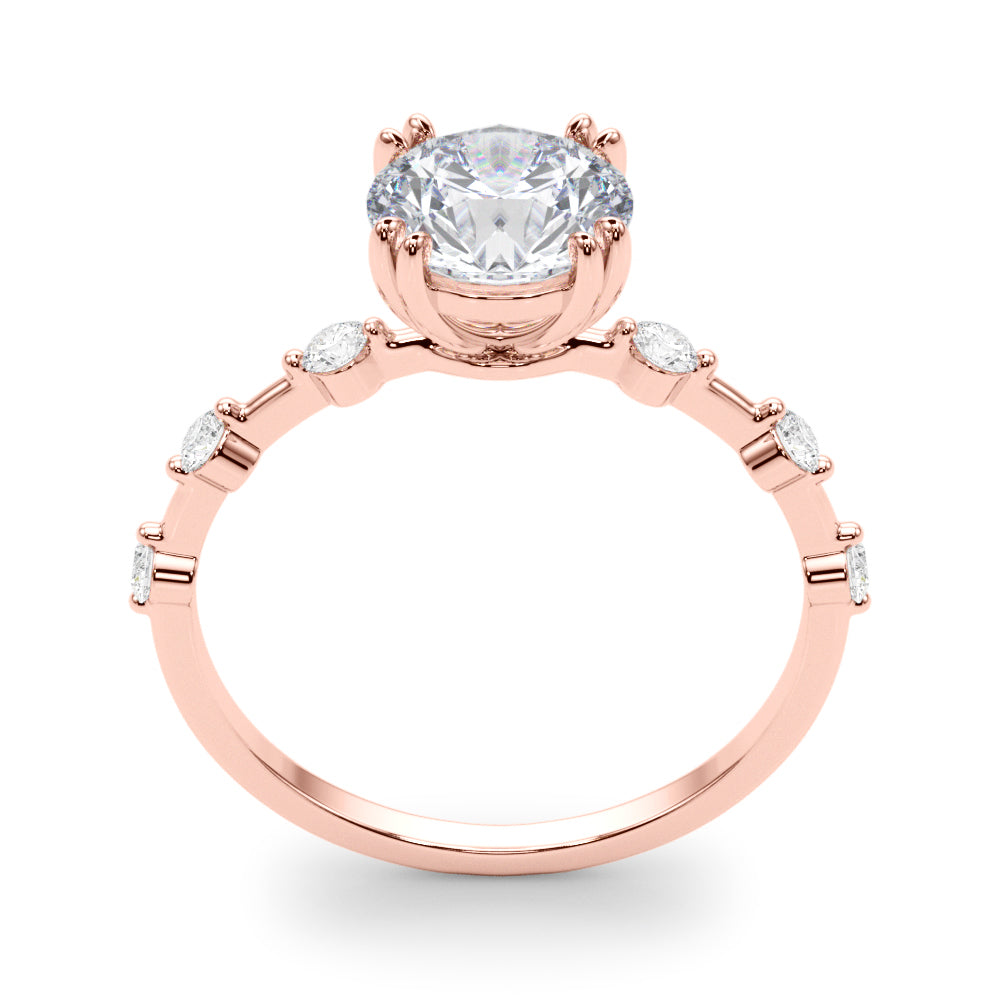 1.35ct Round cut Alternating Round Diamond Engagement Ring Setting (0.50ctw) In 14k Gold - simonbjewels.co