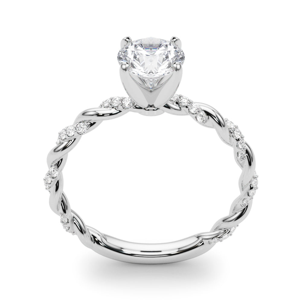 1.00 ct tw Round cut Diamond Twist Engagement Ring Setting (5/8 ct tw) In 18k White Gold - simonbjewels.co