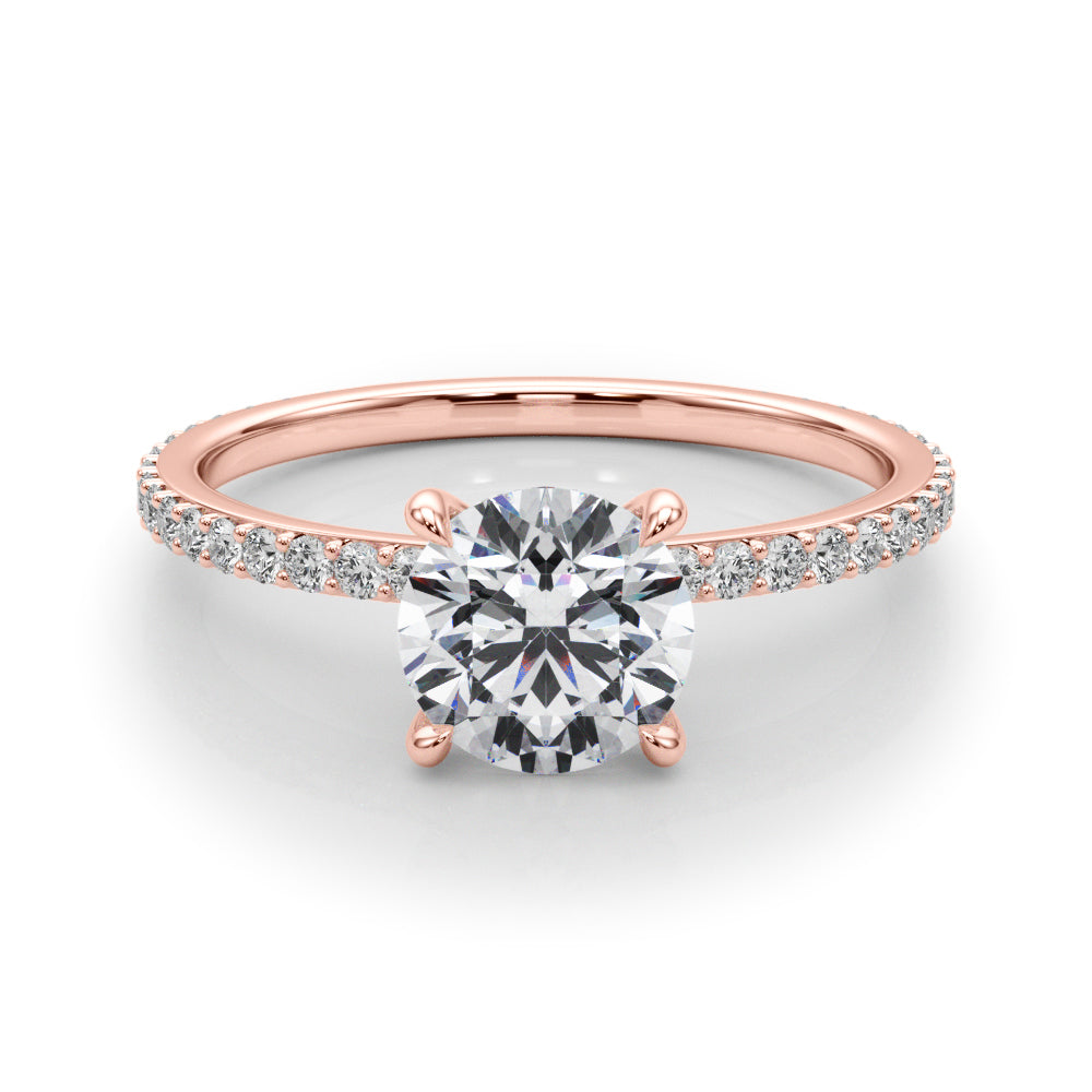 1.25ct Round-cut Petite Micropavé Hidden Halo Diamond Engagement Ring Setting (0.25ctw) In 14k Gold - simonbjewels.co