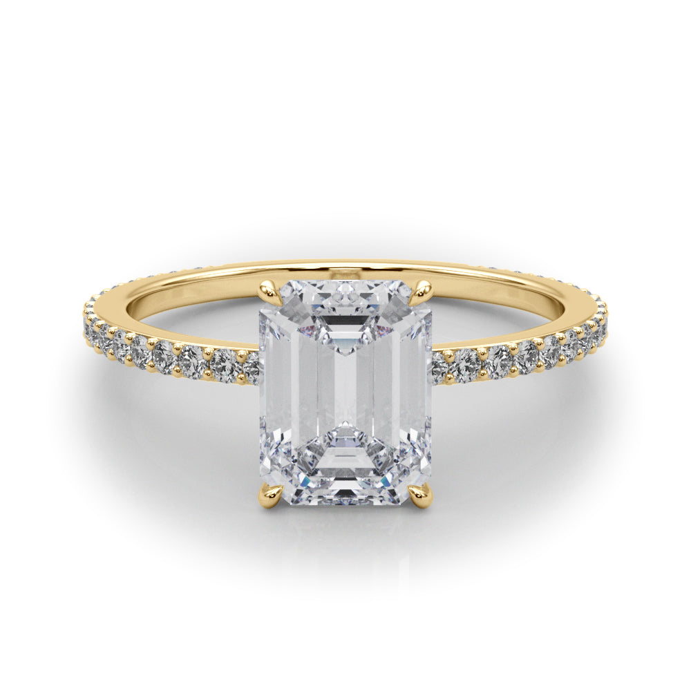 2.00ct Round-cut Petite Micropavé Hidden Halo Diamond Engagement Ring Setting (0.25ctw) In 14k Gold - simonbjewels.co