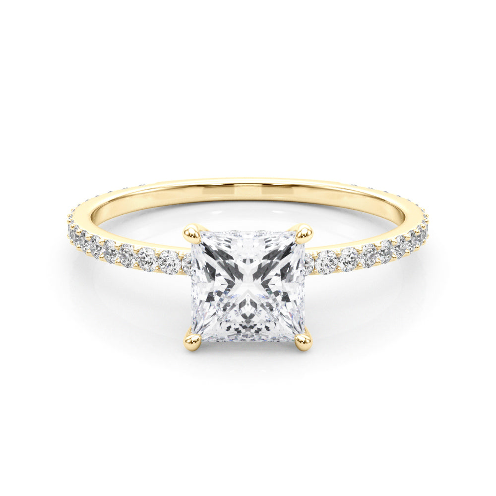 1.25ct Princess-cut Petite Micropavé Hidden Halo Diamond Engagement Ring Setting (0.25ctw) In 14k White Gold - simonbjewels.co