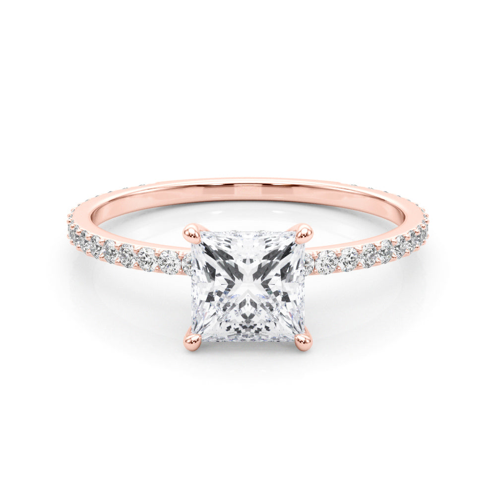 1.25ct Princess-cut Petite Micropavé Hidden Halo Diamond Engagement Ring Setting (0.25ctw) In 14k White Gold - simonbjewels.co