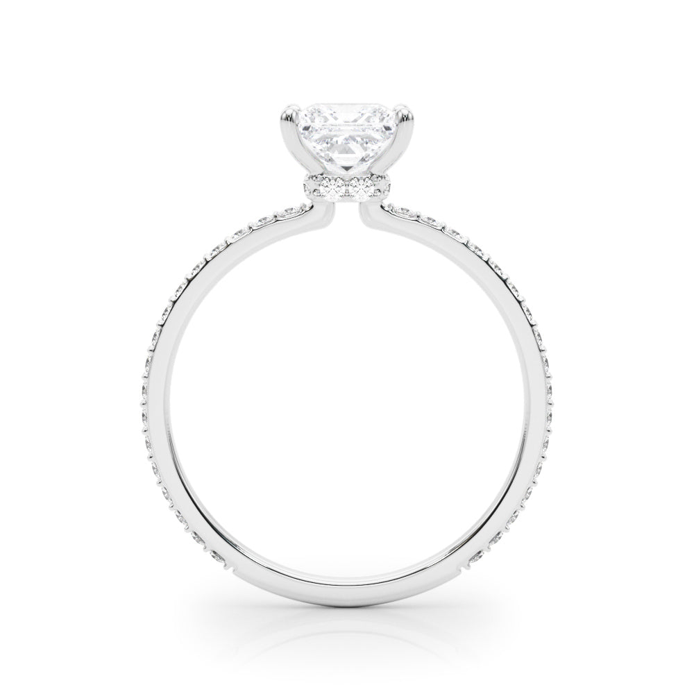 1.25ct Princess-cut Petite Micropavé Hidden Halo Diamond Engagement Ring Setting (0.25ctw) In 14k White Gold - simonbjewels.co