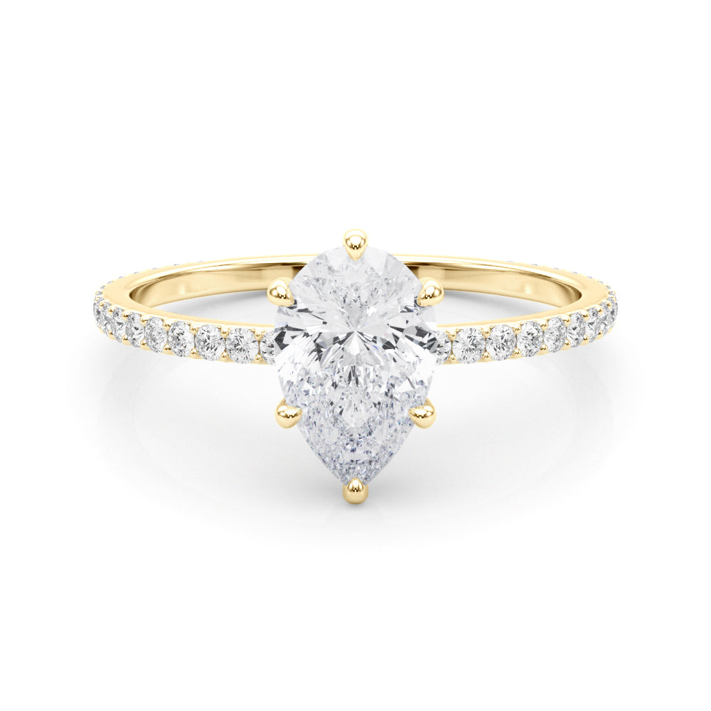 1.25ct Pear Shape Petite Micropavé Hidden Halo Diamond Engagement Ring Setting (0.25ctw) In 14k White Gold - simonbjewels.co