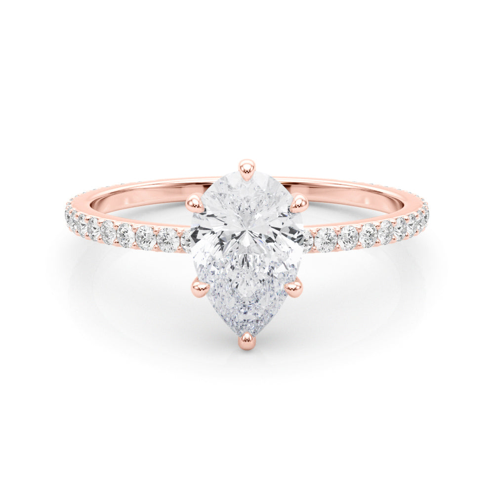 1.25ct Pear Shape Petite Micropavé Hidden Halo Diamond Engagement Ring Setting (0.25ctw) In 14k White Gold - simonbjewels.co