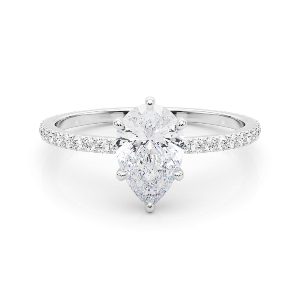 1.25ct Pear Shape Petite Micropavé Hidden Halo Diamond Engagement Ring Setting (0.25ctw) In 14k White Gold - simonbjewels.co