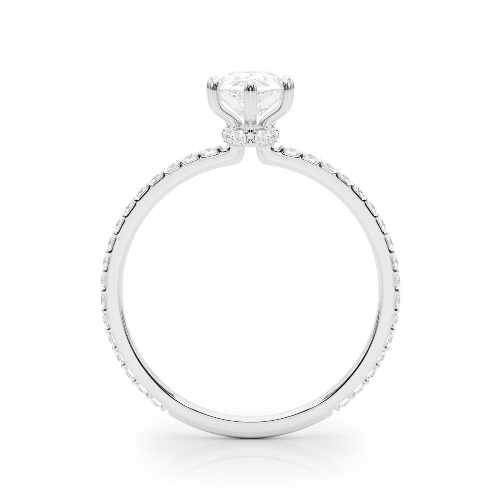 1.25ct Pear Shape Petite Micropavé Hidden Halo Diamond Engagement Ring Setting (0.25ctw) In 14k White Gold - simonbjewels.co