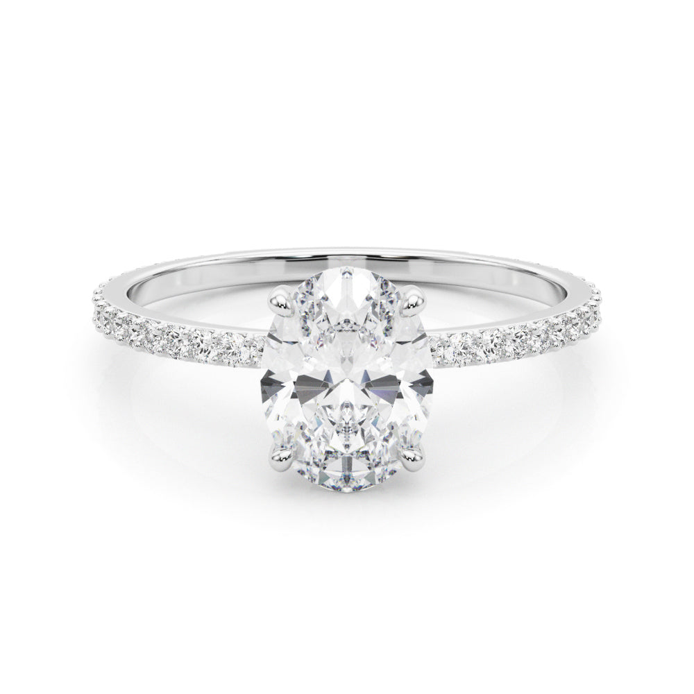 1 CT TW Oval cut Diamond Hidden Halo Engagement Ring Setting (1/3 CT TW ct tw) In 14k White Gold - simonbjewels.co